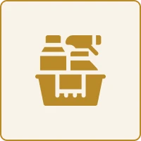 Cleaning supplies icon in a basket