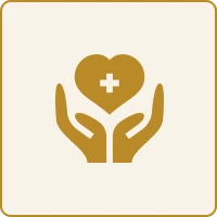 Healthcare symbol with hands and heart